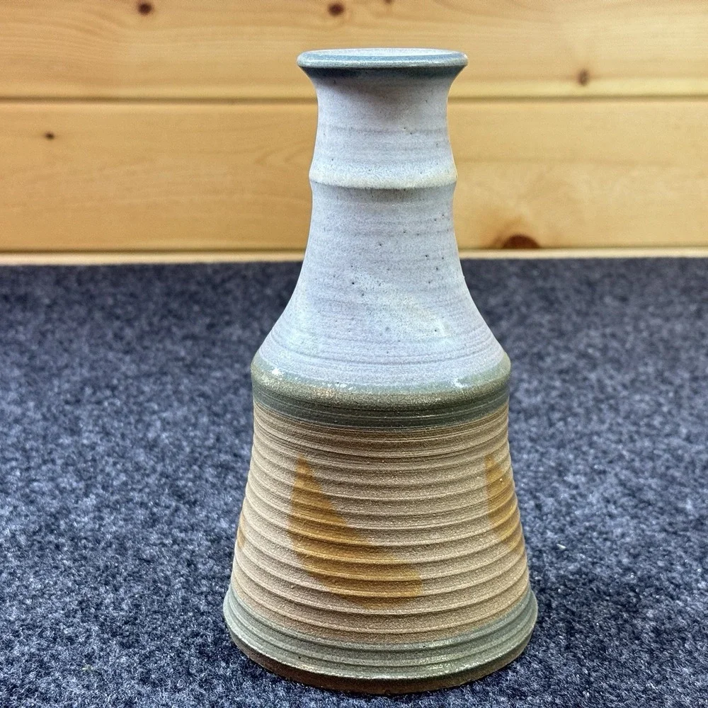Vintage Signed Studio Art Pottery Vase Hand Thrown 8